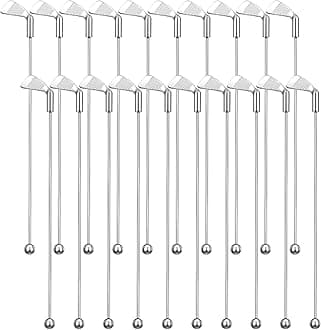 Hushee 20 Pcs Metal Golf Cocktail Stirrers Swizzle Stir Sticks 7.87 Inch Reusable Drink Stirrer Sticks Party Decorations Golf Party Clubhouse and Outing Decorations