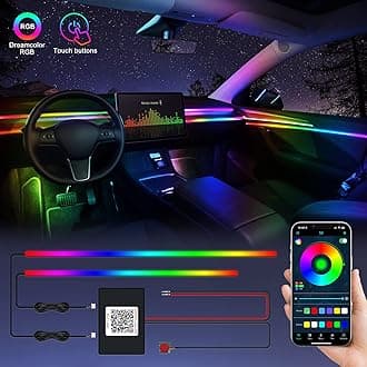 Acrylic Interior Car LED Strip Light with Wireless APP, RGBIC Dreamcolor 2 in 1 Ambient Lighting Kits, 16 Million Colors Sound Active Function Car Neon Lights, Sync to Music (dreamcolor 2 in 1)