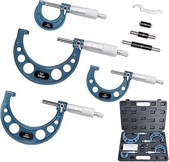 HDLNKAK Outside Micrometer Set, 0-4" Machinist Micrometer, 4 Pcs Machinist Tool Set, 0.0001" Graduation Micrometer Set, Alloy Precision Micrometer, Laser-Etched Micrometer Standard Set with Case