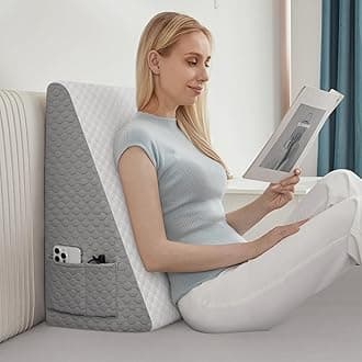 Forias Wedge Pillow 12" Bed Wedge Pillow for Sleeping Acid Reflux After Surgery Triangle Pillow Wedge for Sleeping Gerd Snoring, Air Layer Wedge Cover|Memory Foam Top