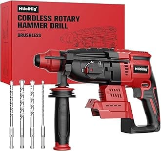 Cordless Rotary Hammer Drill Compatible with Milwaukee 18V Battery, Brushless SDS-Plus Hammer Drill with Safety Clutch for Concrete/Masonry, 1500 RPM, 4 Modes with 360°Auxiliary Handle