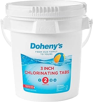 Doheny’s 3-Inch Stabilized Chlorine Tablets | 99% Pure Tri-Chlor, 90% Available Chlorine | Long-Lasting, UV-Protected, Slow-Dissolving Pool Sanitizer | Individually Wrapped, Childproof 8lb Bucket