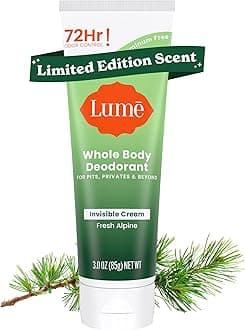 Lume Whole Body Deodorant - Invisible Cream Tube - 72 Hour Odor Control - Aluminum Free, Baking Soda Free, Skin Safe - 3.0 ounce (Fresh Alpine)