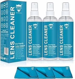 Royal Care Lens Cleaner Spray 100 ML Pack Kit – Professional Lens Cleaner Spray with Microfiber Cloths – Best for Eyeglasses, Cameras, and Lenses - Safely Cleans Fingerprints, Dust, Oil (Pack of 3)