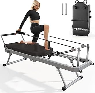 SogesPower 79" Pilates Reformer Machine for Home Gym Workout, Foldable Pilates Equipment with High Strength Alloy Springs for Beginners, Up to 400lbs