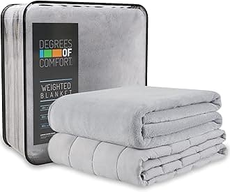 Degrees of Comfort Washable Weighted Blanket with Removable Cover Twin Size, 1 x Cozyheat Minky Plush Cover Included, Micro Glass Beads Technology, 48x72 12 lbs Grey