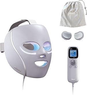 SharkCryoGlow LED Face Mask with Under-Eye Cooling, Anti-Ageing & Blemish Repair, Red & Blue LED, Infrared Light Therapy, USB-C, Remote Control, Storage Bag, Adjustable Straps