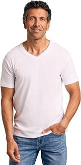 Mens V Neck T Shirts – Soft, Fitted Undershirts for Men Pack – Mens Undershirts – Cotton Blend, Tag-Free, Pack of 1, White, L