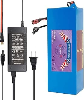 ‌48V 10Ah Lithium Battery for E-Bike & Scooter - 200-1200W Compatible with 30A BMS, T-Plug Connector & 2A Charger Included (48V10Ah&Charger)