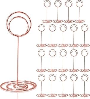 Table Number Holders 20Pcs - 3.35 Inch Place Card Holder Table Number Stands for Wedding Party Graduation Reception Restaurant Home Centerpiece Decorations Office Memo Photo (Rose Gold)