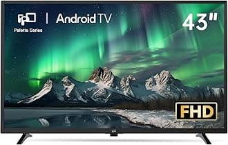 FPD 43 Inch Smart TV Flat Screen Frame LED Television Full HD 1080p Google Cast Built in, Streaming Live Ultra Thin HDR10 Android TV, Bluetooth, Vesa, Hdmi, WiFi (Palette-Series 2025)