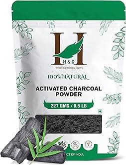 H&C Herbal Ingredients Expert Activated Charcoal Powder 227 gm / 0.5 lb |for Teeth Whitening & Face Mask | Supports Clear Skin by Removing Impurities & Excess Oil