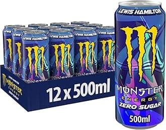 Monster Energy Lewis Hamilton Zero - Caffeinated Energy Drink With A Refreshing Peach-Nectarine Taste - Without Sugar And Without Calories - In Practical Disposable Cans 500Ml (Pack Of 12)