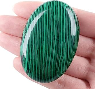 LAIDANLA Malachite 2.4" Large Palm Stone Healing Crystals Gemstones Calming Effects Energy Balancing Reiki Polished Worry Stone Cleansing Protection Anxiety Stress Relief Therapy 1PC