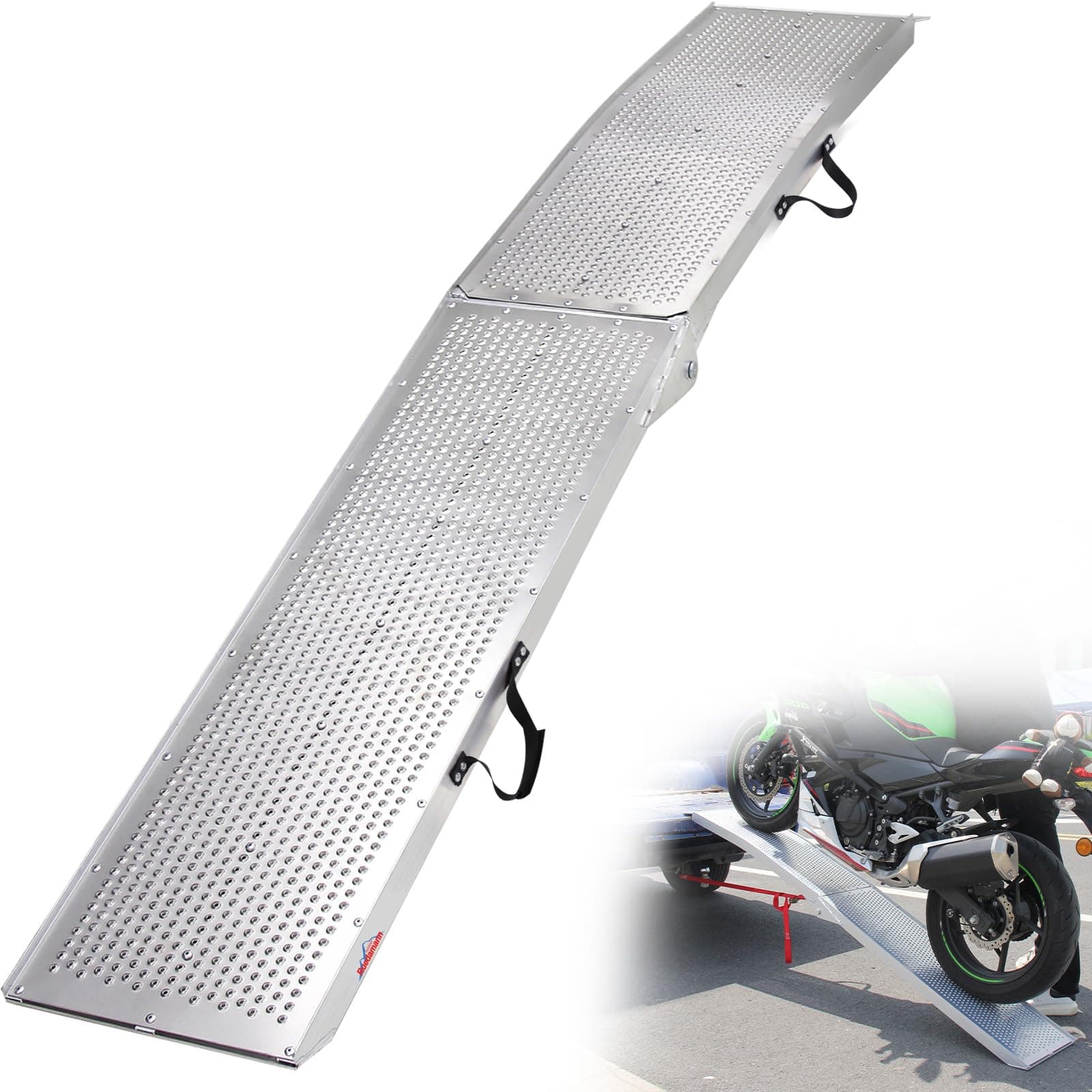 7.5'L × 11" W Folding Loading Ramp, 750 lbs Capacity, Aluminum Portable ATV UTV Ramp/Motorcycle Ramp/Truck Ramp for Dirt Bikes,Carts,Trucks,Lawn Mowers,Snow Blowers Pickup,1 PC Silver