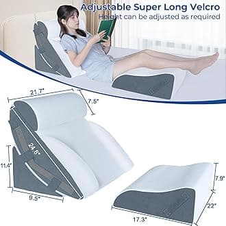 KingPavonini 4PCS Bed Wedge Pillow Post Surgery, Orthopaedic Sleeping Wedge Pillow Set for Neck, Back and Leg Pain Relief, Acid Reflux, GERD, Wedge Pillow for Sleep Apnea with Travel Bag