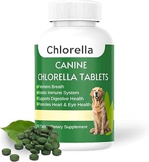 Chlorophyll for Dogs - Chlorella Tablets & Chlorophyll Pills - Natural Breath Freshener & Detox - Human-Grade Vegan Dog Greens with Chlorophyll, 200 Tablets