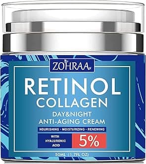 Retinol Cream for Face - Facial Moisturizer with Collagen and Hyaluronic Acid, Anti-Wrinkle Reduce Fine Lines Vitamin C+E Natural-Ingredient Day Night Anti-Aging For Women Men