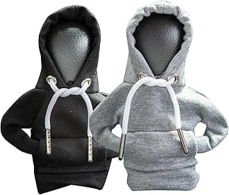 2Pcs Car Shift Knob Hoodie,Gear Shift Hoodie,Funny Sweater Hoodie for Gearshift,Automotive Interior Accessories（Black and Gray）