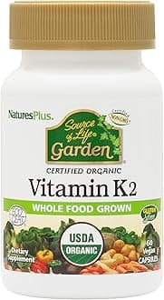 Source of Life Garden Vitamin K2 - 60 Vegan Capsules, Pack of 2 - Bone Support - Certified Organic, Non-GMO, Gluten Free - 120 Total Servings