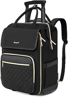 Rolling Backpack for Women, Travel Rolling Laptop Backpack with Wheels