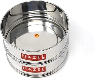 Hazel Alfa Cooker Container | Vessel Set For 1150 Ml I Of 2 With Glossy Finish Stainless Steel Utensil Rice Dabbas, Stackable Separators, Silver, 6 Liter