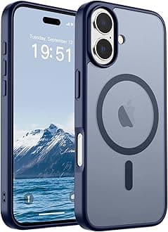 SUPFINE Magnetic for Phone 2025 Case (Military Grade Drop Protection) Slim Translucent Matte Shockproof with Anti-Fingerprint Phone Case,Navy Blue-6.3