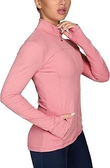 QUEENIEKE Ladies Soft Cotton Full Zip Slim Fit Running Jackets with Pockets