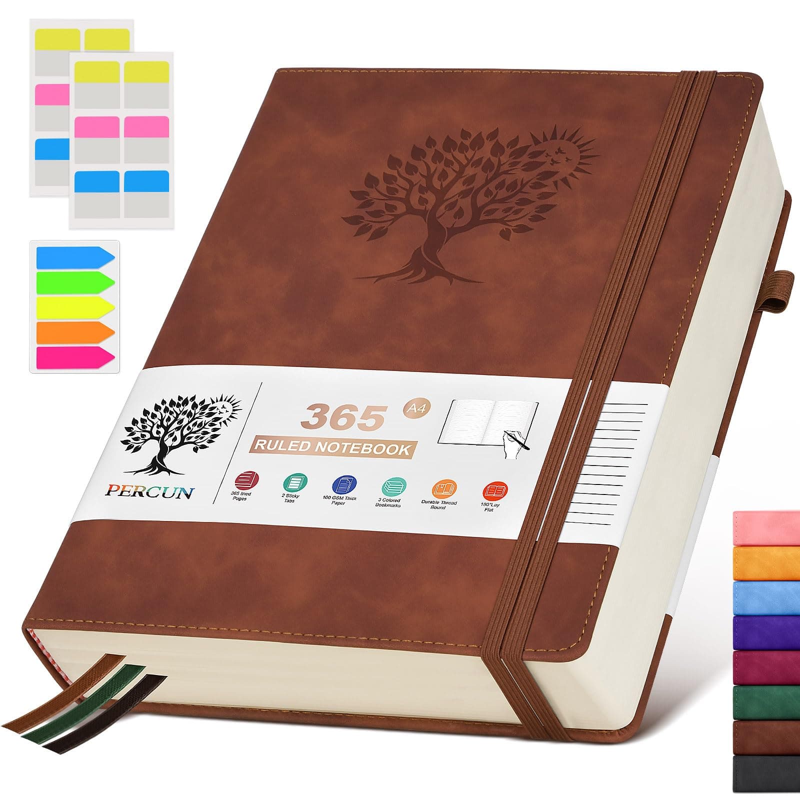 A4 Lined Journal Notebook,365 Page Large Leather Journals for Writing Women Men,Hardcover Notebook with 100Gsm Thick Pages for Travel,Work,School,College Ruled, Daily Diary (8.5" x 11.4")