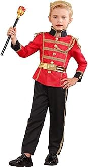 FYMNSI Prince Charming Costume for Kids Boys Halloween Carnival Cosplay Party Fancy Dress Up Tunic Top Pants Crown Scepter Set