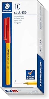 STAEDTLER Stick 430 F-2 Ballpoint Pen Fine Tip - Red (Box of 10)