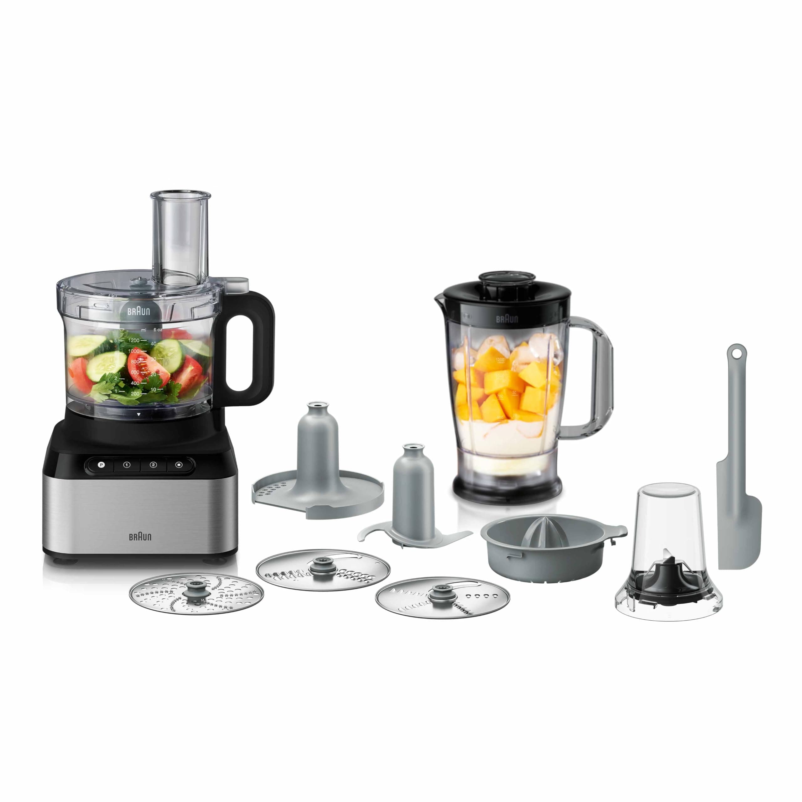 Braun Food Processor Fp 3233, Citrus Press, Spatula,Dough Tool, Plastic Multi Mill. 2.1 L Bowl Capacity, 800 Watts, Black"Min 1 year manufacturer warranty"