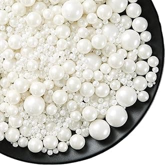 Edible White Pearls Sugar Sprinkles 120g/4.23 oz, 5 sizes Candy Pearl for Cake Decorating and Cupcake Toppers Cookie Decorations Ice Cream Topping Wedding Shower Party Valentines Halloween Christmas