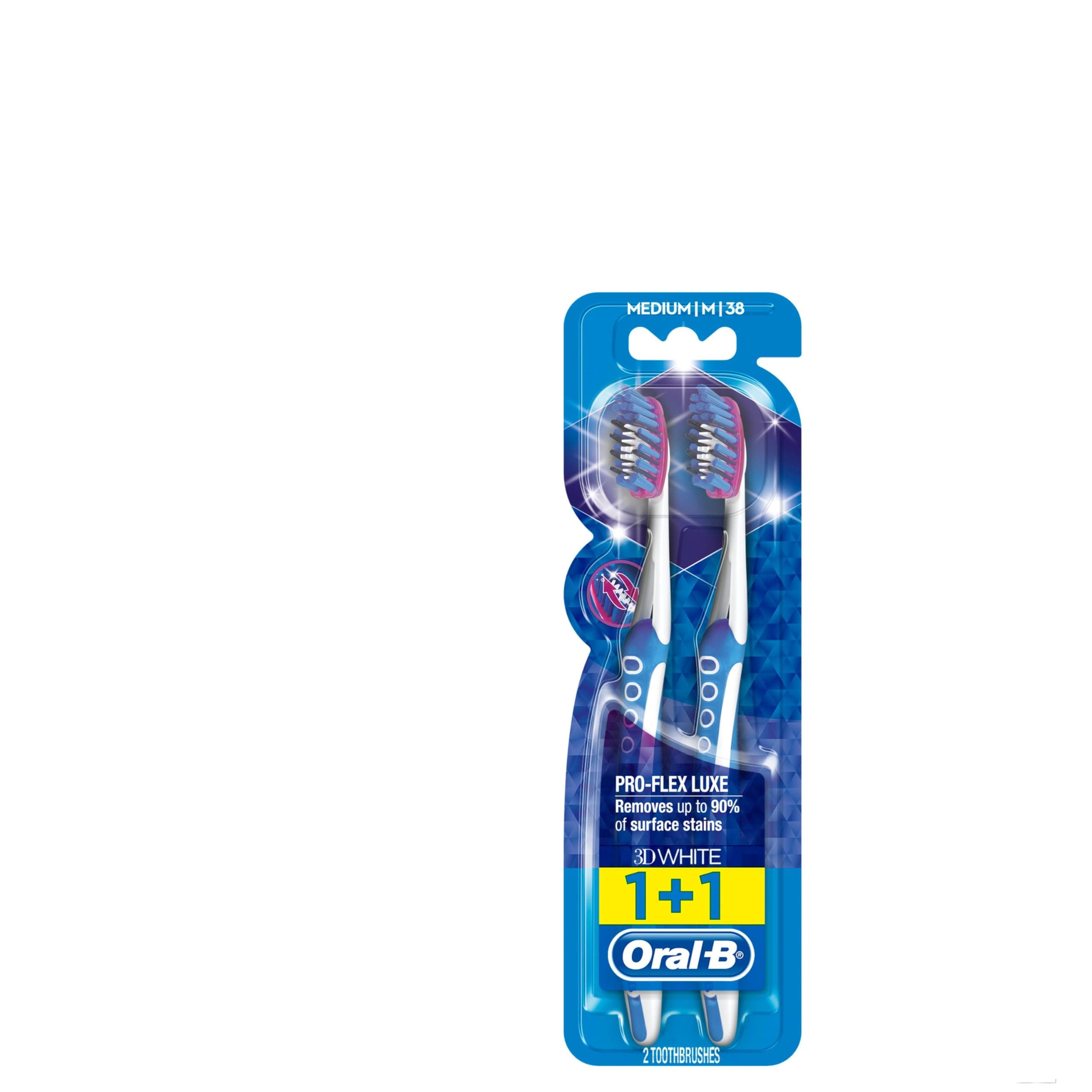 3D White Luxe Pro-Flex Medium Manual Toothbrush, Pack of 2 Package design may vary