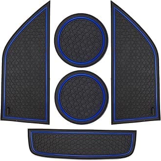 Auprite Non-Slip Mats for Mustang Accessories 2015-2023, Custom Fits Cup Holder Liners Mats Door Pocket Center Console Liners,5Pcs (Dark Blue)