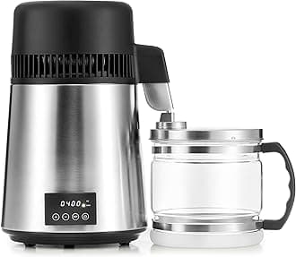 1.1 Gallon Water Distiller, 4L Countertop Distilled Machine With Timer Reserve And Glass Pot, 750W 304 Stainless Steel Maker