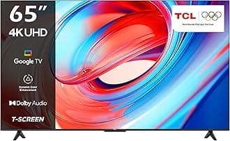 TCL television 65 Inch Smart TV 4K LED HDR 10 UHD Google TV, Dolby Audio, Dynamic Color Enhancement, 2GB RAM+16GB ROM，Metallic Bezel-less Design 65V6B - (2024 Model)