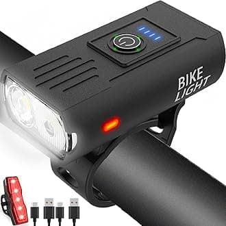 Bike Light, High Lumens Super Bright Bicycle Lite, 6+4 Modes USB Rechargeable Bike Headlight & Taillight Set, Waterproof Safety Bike Front & Rearlight for Road, Mountain, Night Riding