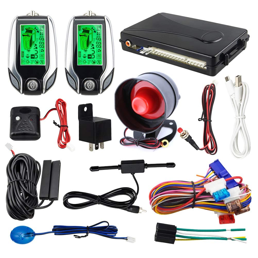 EASYGUARD 2 way car alarm system EC204 with PKE passive keyless entry, rechar...