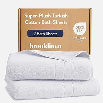 Brooklinen Towel, Cotton Bath Sheets, Super Plush, White, Set of 2