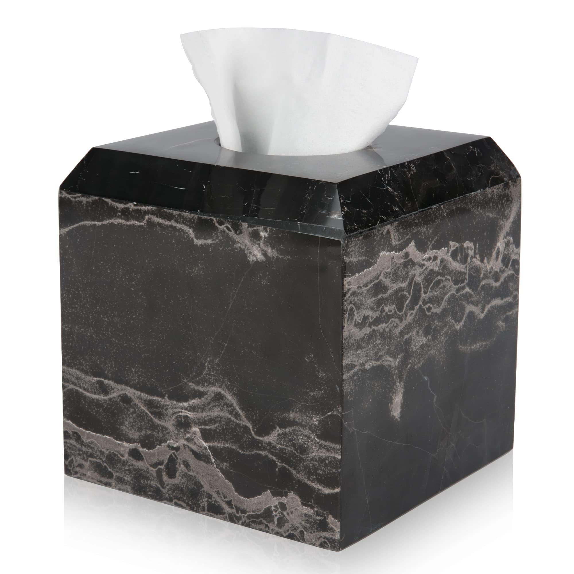 Black Natural Marble Tissue Box Cover