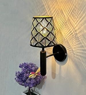 Lyse Decor metal Decorative Wall Hanging Light for Living Room, Wall Lamp Sconce for Home Decoration (Black Shade)