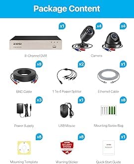 ZOSI 3K Lite 8CH Home Security Camera System,AI Human/Vehicle Detection,Night Vision,Remote Access,8pcs 1080p Weatherproof Outdoor Surveillance Bullet Dome Cameras,8Channel H.265+ CCTV DVR(No HDD)