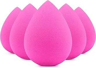 BEAKEY 5 Pcs Makeup Sponges, Latex-Free Beauty Sponge for Flawless Liquid, Cream, and Powder Application, Rose Pink Sponges