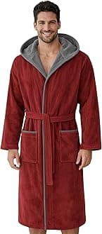 Morgenstern Dressing Gown Men 100% Cotton Hood Luxury Velvet Terry Bathrobe Finn