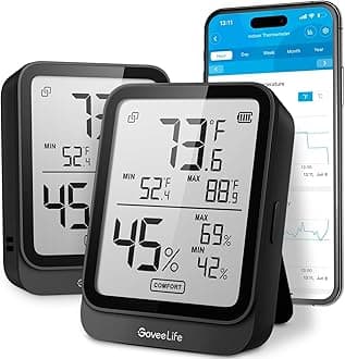 GoveeLife Hygrometer Thermometer H5104 2Pack, Bluetooth Room Temperature Monitor with APP Alert and 2 Years Date Storage Export, Remote LCD Digital Hygrometer Indoor Humidity Meter, Greenhouse