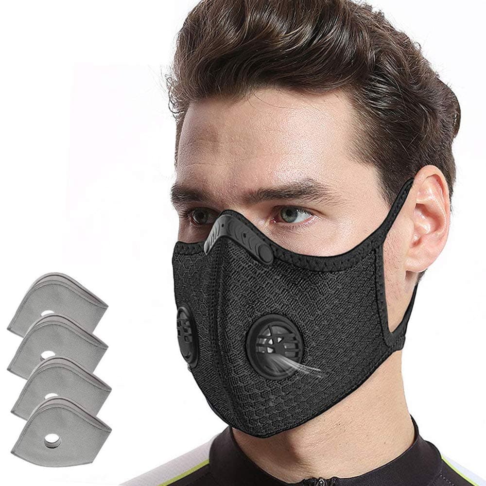 Dust Mask, Dust Mask with 4pcs Additional Activated Carbon Filter, Washable and Reusable Breathable Mask for Pollen Allergy, Woodworking Mowing, Running, Cycling, Outdoor Activities
