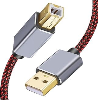 USB Printer Cable 3M Type A Male to B Male Scanner Cord High Speed Compatible with HP, Canon, Dell, Lexmark, Xerox, Samsung etc