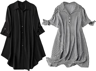 Leriya Fashion Women's Shirt Dress | Knee Length Dresses | Loose Fit | Button-Down | 3/4 Sleeve | Vacation Outfit