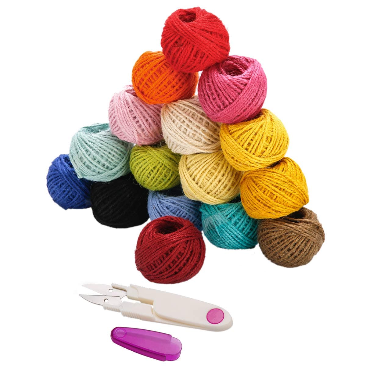 Jute Twine, 16 Color Twine String Colored Jute String Rope with Trimming Scissors for Artworks DIY Craft Gift Wrapping Twine Picture, by Newtiy